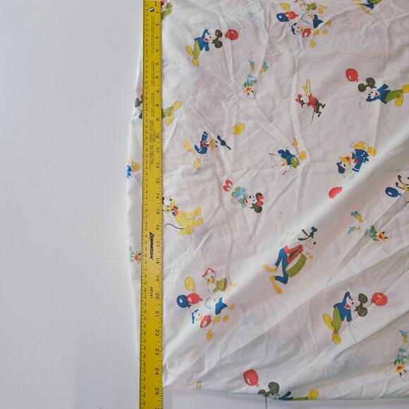 Vintage 60s Disney Mickey Mouse Donald Duck Balloon Crib Toddler Fitted Sheet - Picture 5 of 6